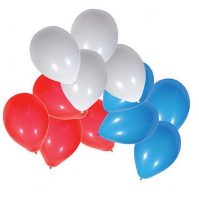 sachet de 30 ballons à gonfler bleu blanc rouge